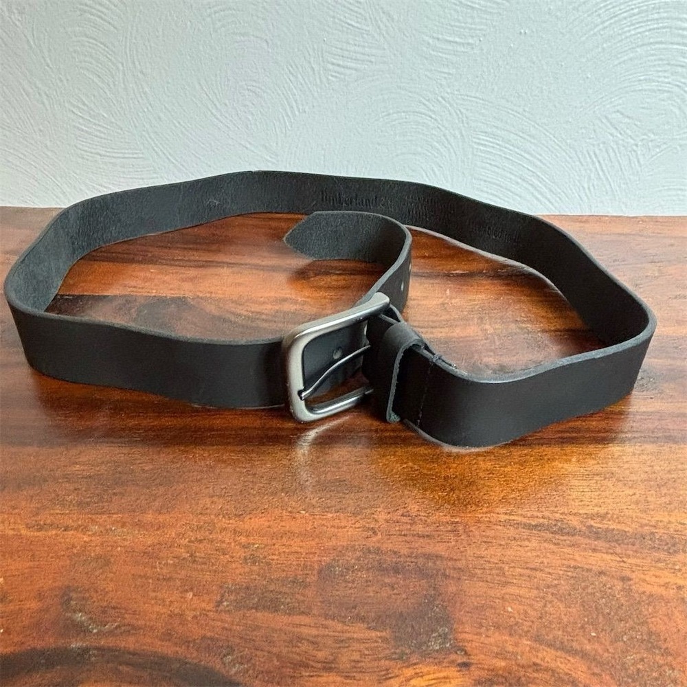 Timberland Men's Black Leather Dress Belt Size 38